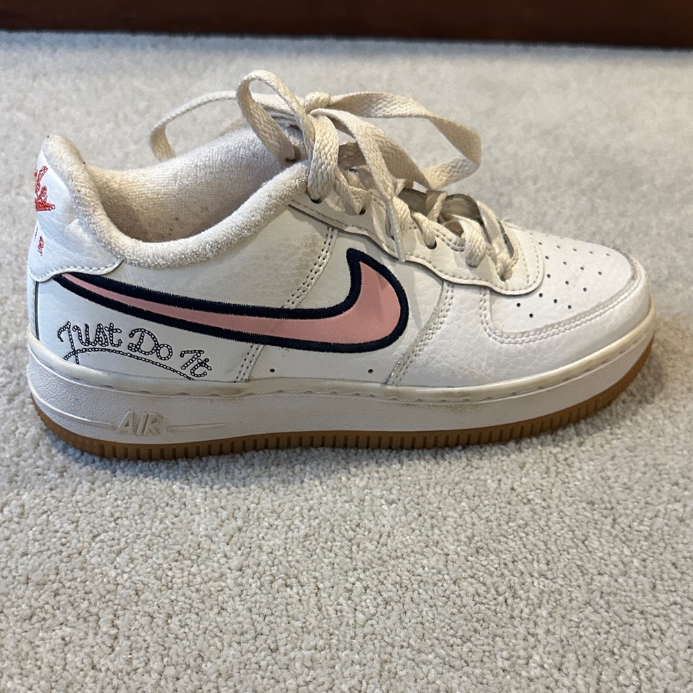Nike Kids White and Pink Air Sneakers